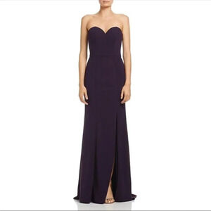 Bariano Australia Janie Sweetheart Neckline Front Slit Purple Formal Dress Sz XS